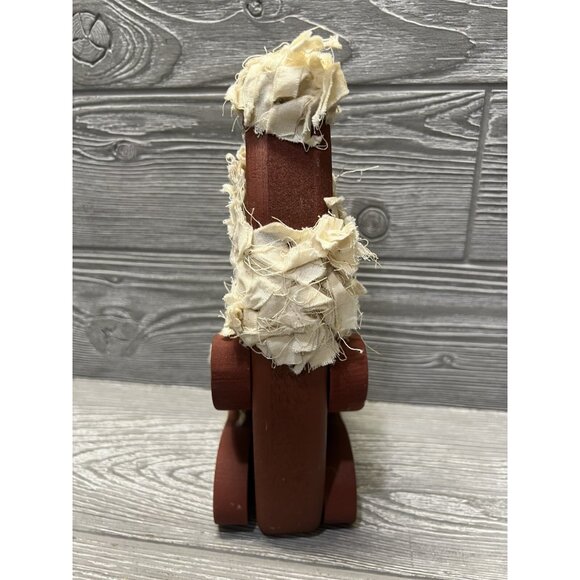 Primitive Wooden Santa Claus Handmade Vintage 1991 Chunky Unique Rustic 10” - Picture 5 of 8